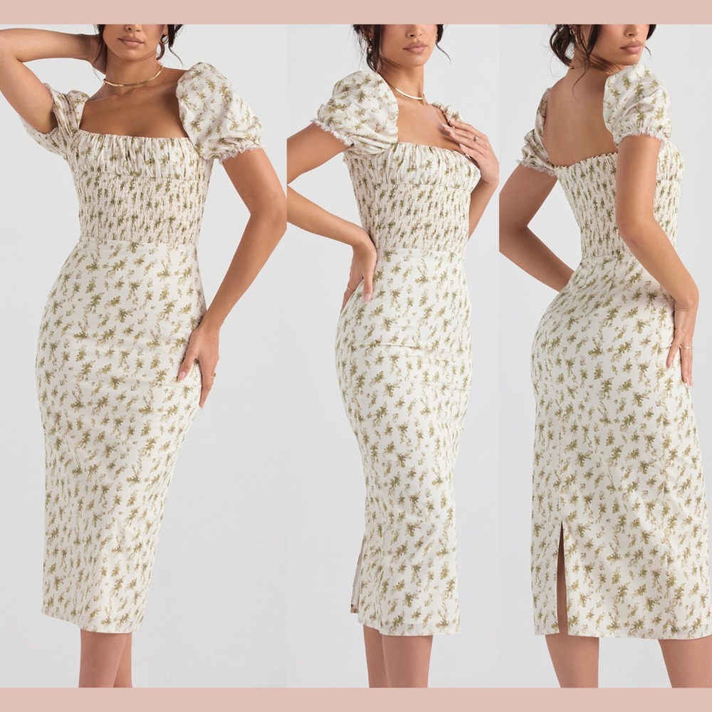 NWT $209 House of CB [ small ] Floral BELLUCCI Garden Shirred‎ Sundress 7098